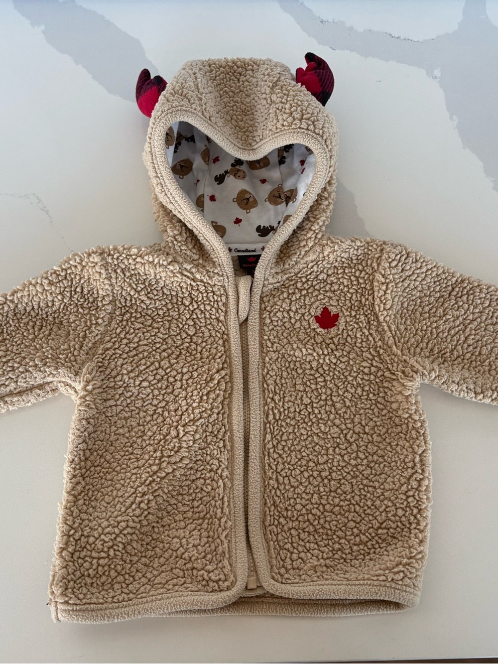 Fleece reindeer hoody 3-6 months unisex